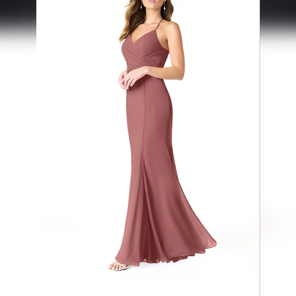 Azazie Carolina Dusty Rose Maxi Dress